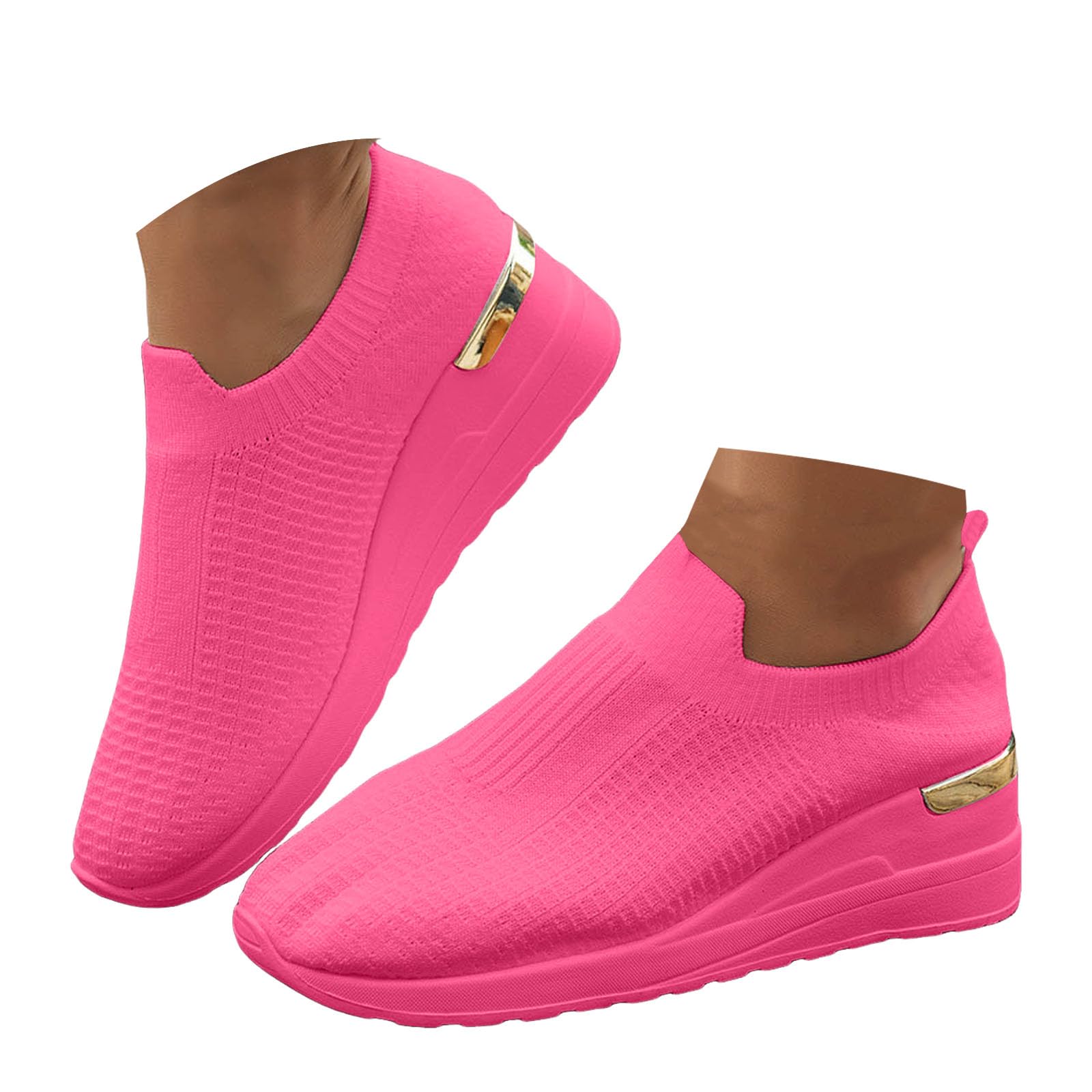 Women's Walking Sneakers with Arch, Breathable Mesh Slip On Sports Shoes, Soft Cushion Thick Sole Casual Athletic Shoes for Daily Walking, Standing Work, Travel, Gym, and Everyday Wear
