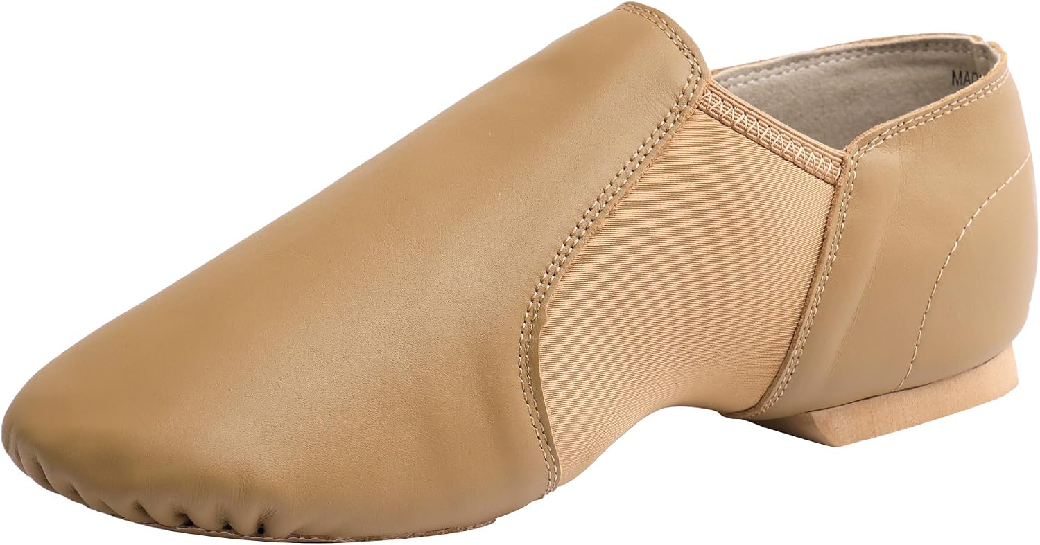 Linodes Leather Upper Jazz Shoe Slip-on for Women and Men's Dance Shoes | Genuine leather, Slip on, Unisex, EVA sole, Split sole, Elastic, Snug fit, Arch support, Flexible, Breathable, Lightweight