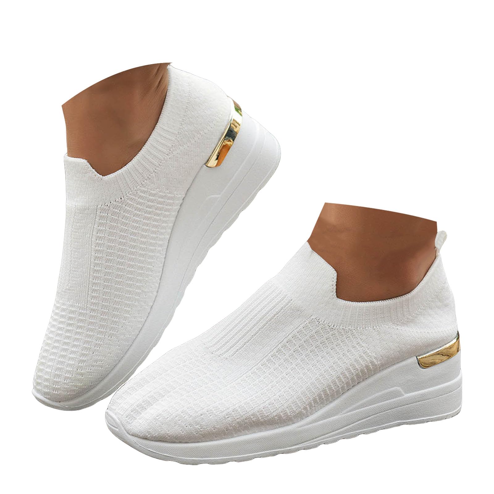 Women's Walking Sneakers with Arch, Breathable Mesh Slip On Sports Shoes, Soft Cushion Thick Sole Casual Athletic Shoes for Daily Walking, Standing Work, Travel, Gym, and Everyday Wear