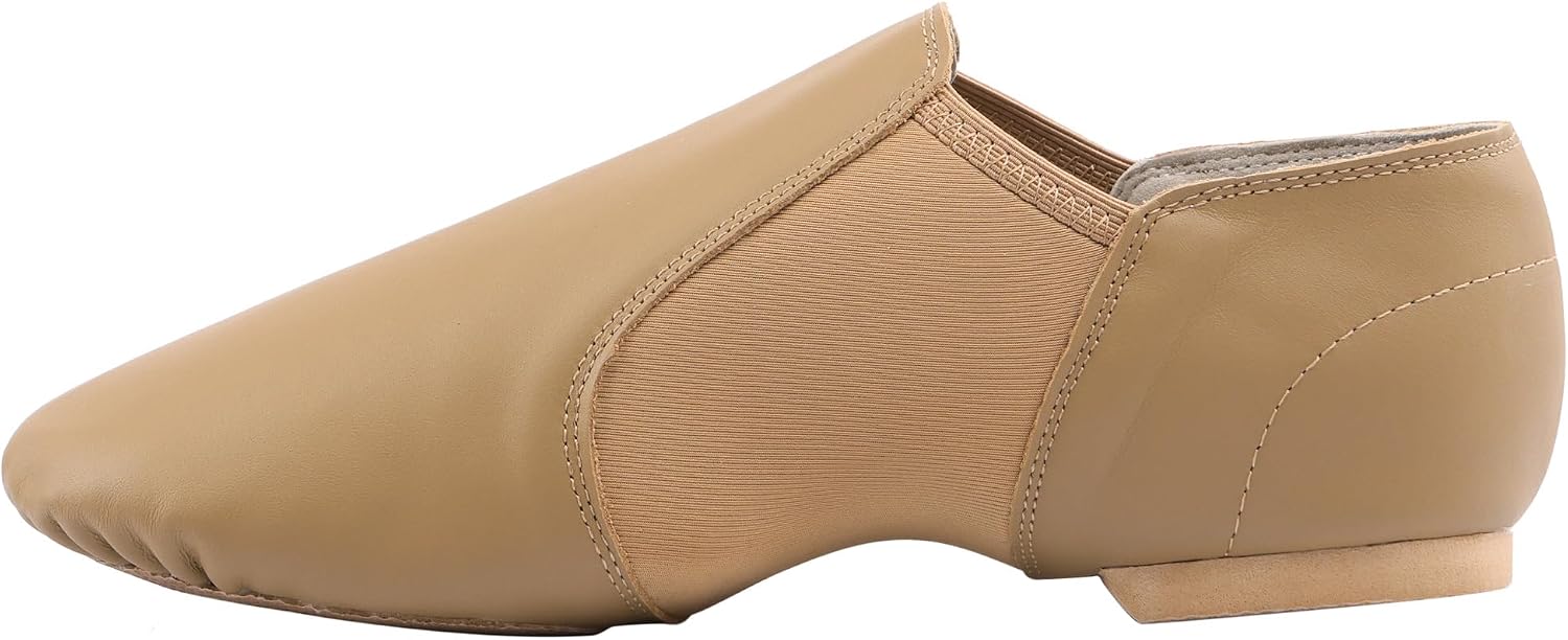 Linodes Leather Upper Jazz Shoe Slip-on for Women and Men's Dance Shoes | Genuine leather, Slip on, Unisex, EVA sole, Split sole, Elastic, Snug fit, Arch support, Flexible, Breathable, Lightweight