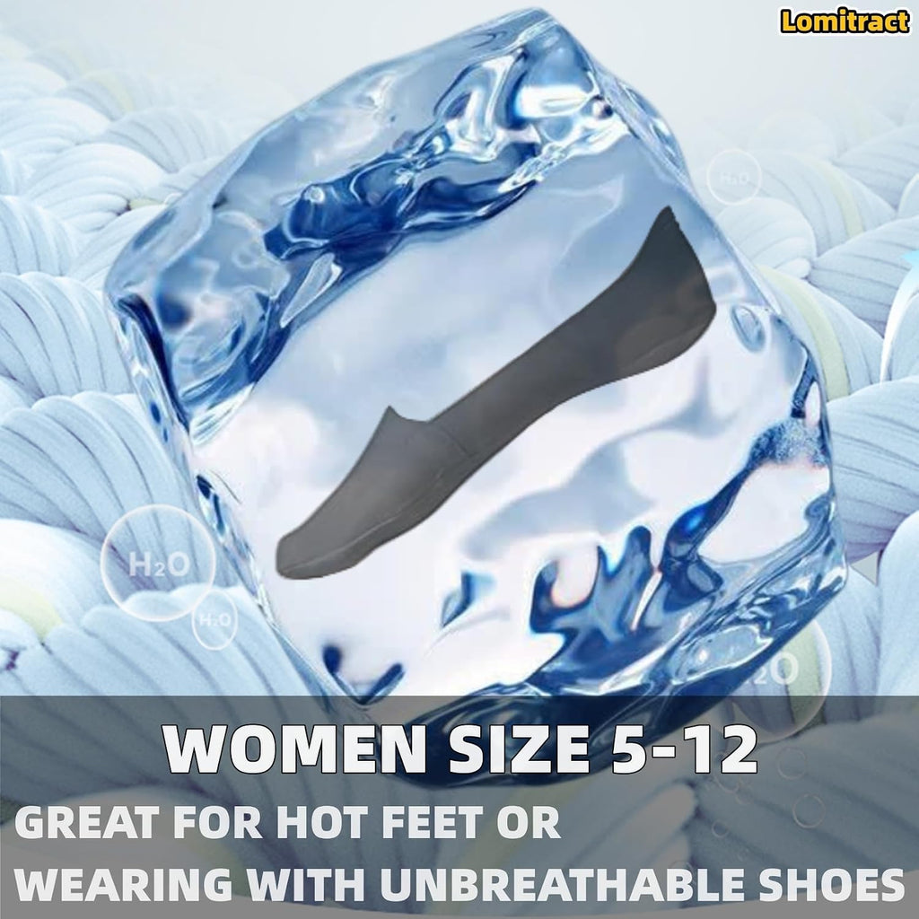 Lomitract Thin No Show Socks (Women 5-12), Made of Ice Silk Surface on the Surface & Cotton on the Bottom