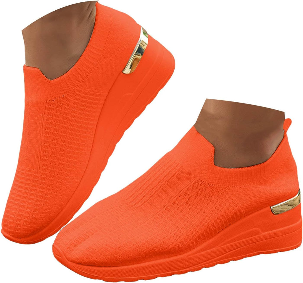 Women's Walking Sneakers with Arch, Breathable Mesh Slip On Sports Shoes, Soft Cushion Thick Sole Casual Athletic Shoes for Daily Walking, Standing Work, Travel, Gym, and Everyday Wear