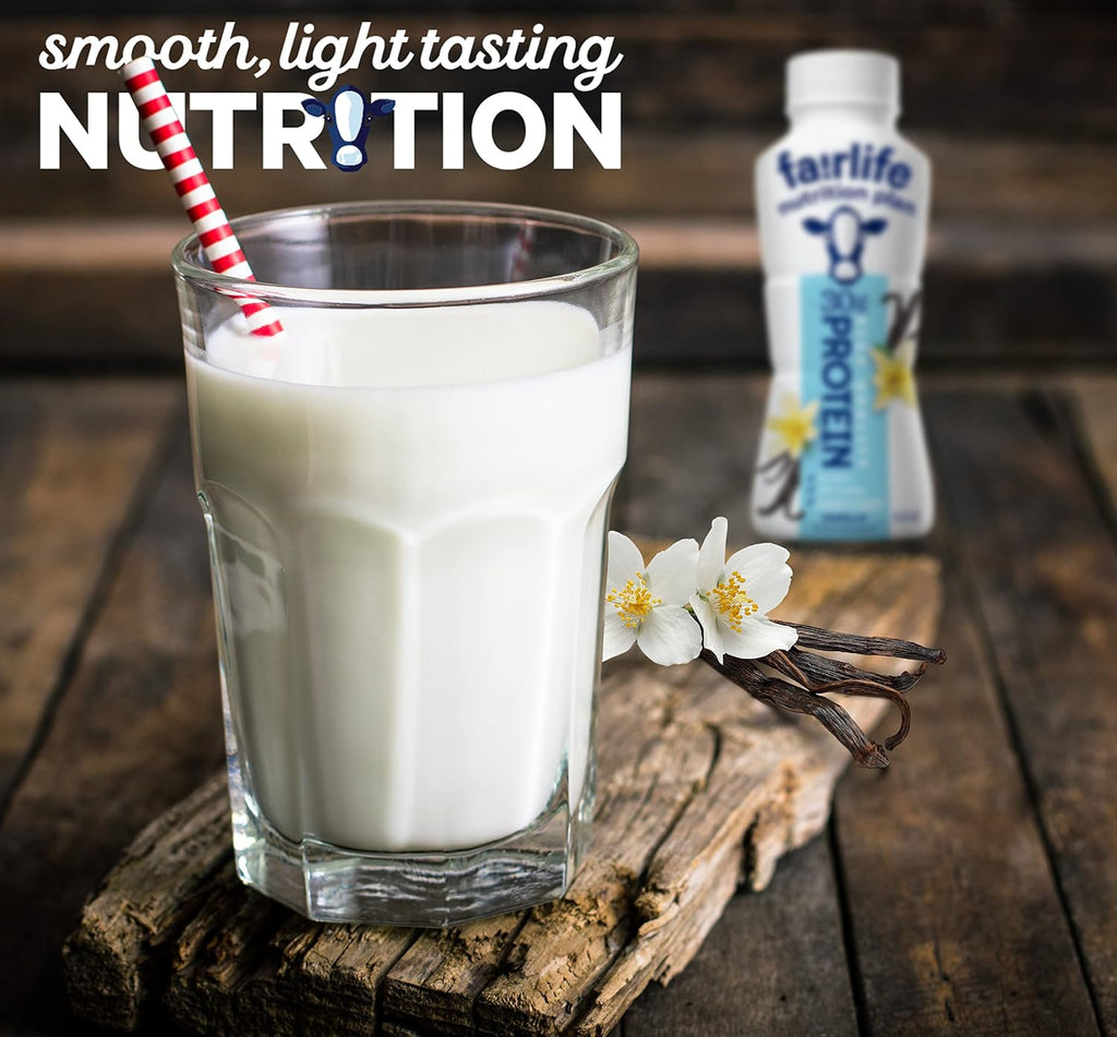 Fairlife Nutrition Protein Shakes - Pack of 12 | 30g Protein, Low Sugar, Lactose-Free | Delicious Vanilla, Chocolate, Salted Caramel, and Strawberry Flavors 11.5 fl., oz. (In KozyHome Packaging) (Vanilla)