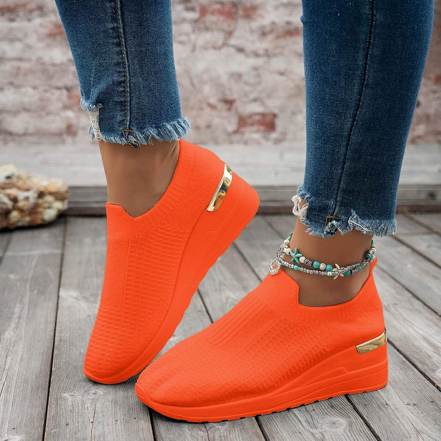 Women's Walking Sneakers with Arch, Breathable Mesh Slip On Sports Shoes, Soft Cushion Thick Sole Casual Athletic Shoes for Daily Walking, Standing Work, Travel, Gym, and Everyday Wear