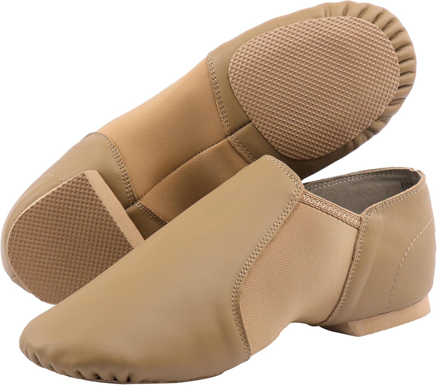 Linodes Leather Upper Jazz Shoe Slip-on for Women and Men's Dance Shoes | Genuine leather, Slip on, Unisex, EVA sole, Split sole, Elastic, Snug fit, Arch support, Flexible, Breathable, Lightweight
